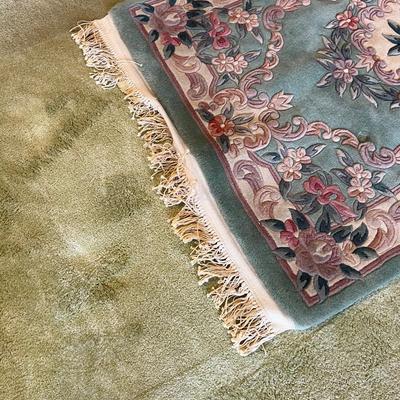 Sage Chinese Silk Rug Good Shape. 