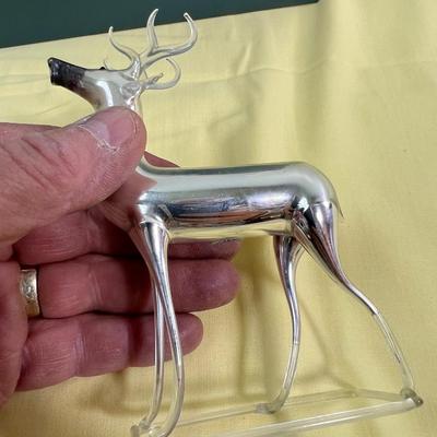 Hand Blown Mercury GLASS Deer Ornament  - Delicate 