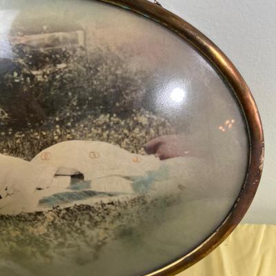 Oval Convex Glass Baby Pictures  ANTIQUE~