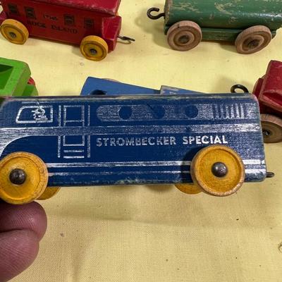 Vintage STROMBECKER Wood Train Set with Plastic Track
