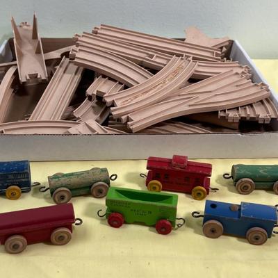 Vintage STROMBECKER Wood Train Set with Plastic Track