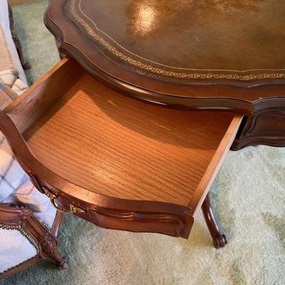 Drum Leather Top Side Table 