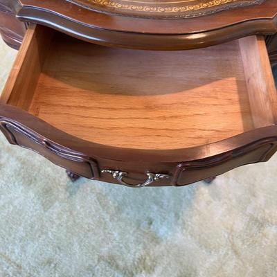 Drum Leather Top Side Table 