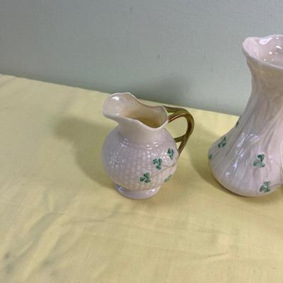 3 Irish Lucky Belleek Ceramic Pieces 