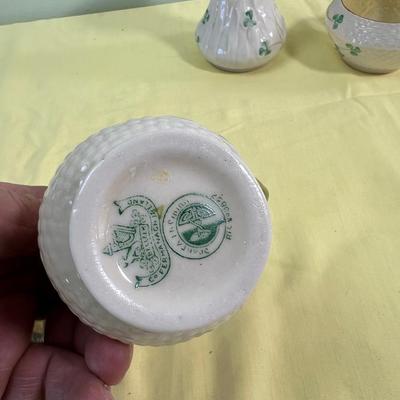 3 Irish Lucky Belleek Ceramic Pieces 