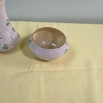 3 Irish Lucky Belleek Ceramic Pieces 