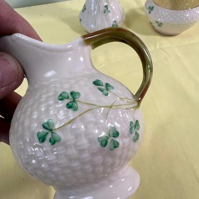 3 Irish Lucky Belleek Ceramic Pieces 