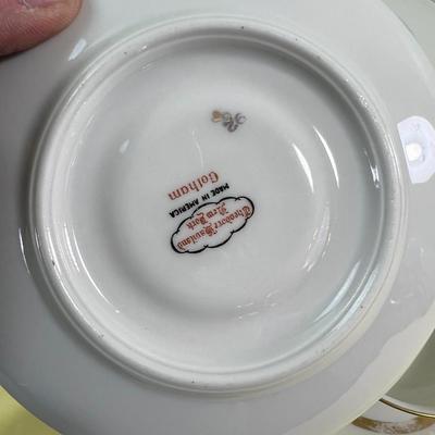 Gotham Made in America Gold Stripped Dessert Set Coffee Cup, Saucer and Plate 