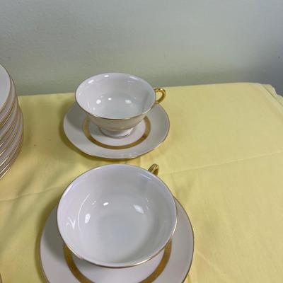 Gotham Made in America Gold Stripped Dessert Set Coffee Cup, Saucer and Plate 
