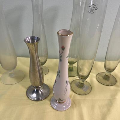 Beautiful Old Glass Bud Vases, Pretty