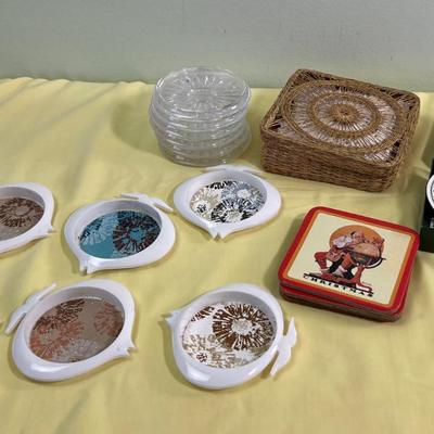 Coasters: Glass, MCM Fish, Portmeirion, Hand Crochet 
