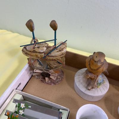 Miniature Do Das and Such Lot: Eggs, Birds, Napkin Rings , Mirror Name Plates