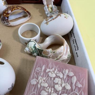 Miniature Do Das and Such Lot: Eggs, Birds, Napkin Rings , Mirror Name Plates