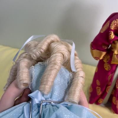 2 Porcelain Dolls Goldie Locks and Asian Doll