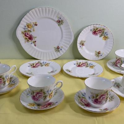 Royal Stafford Dessert Set Pink Roses