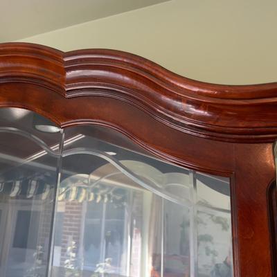 Glass Curio Display Cabinet, Cherry Wood 