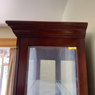 Glass Curio Display Cabinet, Cherry Wood 