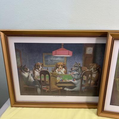 Dogs Playing Poker (5) Framed SET!!!~ 