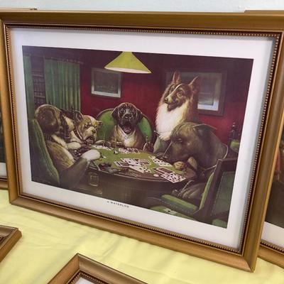 Dogs Playing Poker (5) Framed SET!!!~ 