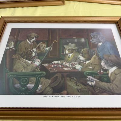 Dogs Playing Poker (5) Framed SET!!!~ 