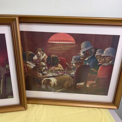 Dogs Playing Poker (5) Framed SET!!!~ 