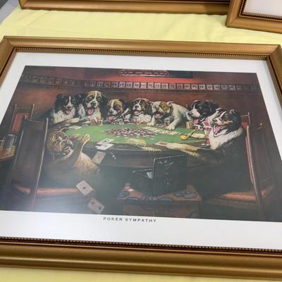 Dogs Playing Poker (5) Framed SET!!!~ 