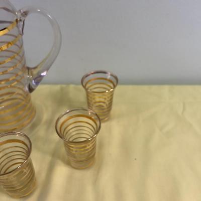 WOW!!! Gold Stripped Juice Set MCM 1960's