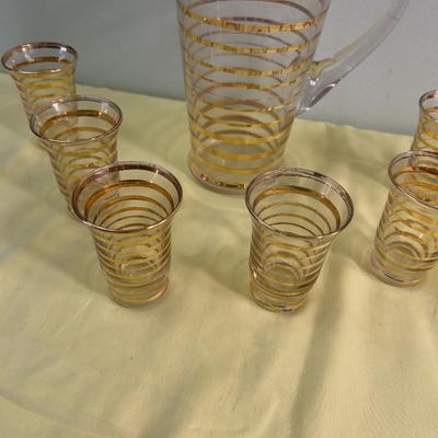 WOW!!! Gold Stripped Juice Set MCM 1960's