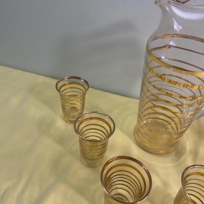 WOW!!! Gold Stripped Juice Set MCM 1960's