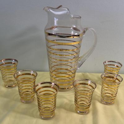 WOW!!! Gold Stripped Juice Set MCM 1960's