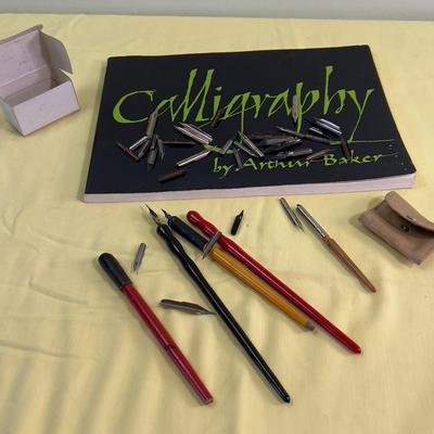 Vintage Calligraphy Tips, Pens and Book 