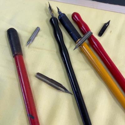 Vintage Calligraphy Tips, Pens and Book 