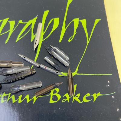 Vintage Calligraphy Tips, Pens and Book 