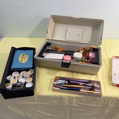 Art Bin with Paints and Brushes Oils 