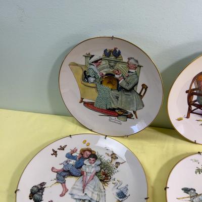 5 Plates with Wall Hangers - All Norman Rockwell
