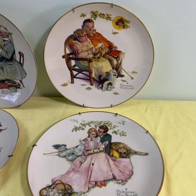 5 Plates with Wall Hangers - All Norman Rockwell