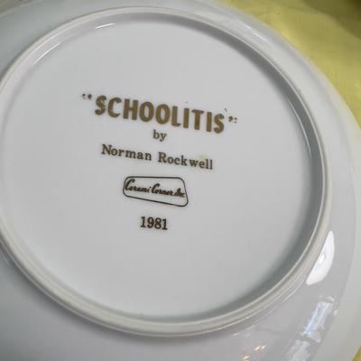 5 Plates with Wall Hangers - All Norman Rockwell
