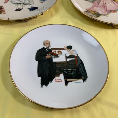 5 Plates with Wall Hangers - All Norman Rockwell