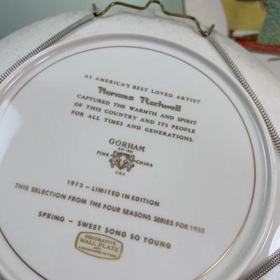 5 Plates with Wall Hangers - All Norman Rockwell
