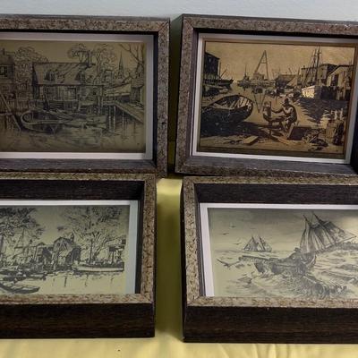 set of 4 Foil Prints by Lionel Barrymore