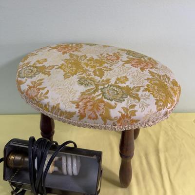 A little Stool and Vintage Headboard Light 