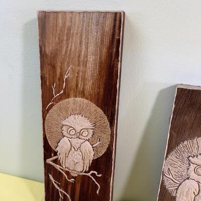 Old Barn Wood? Owls! Interesting! (5) Items. 