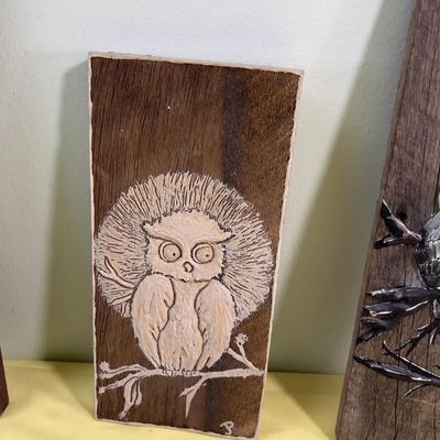 Old Barn Wood? Owls! Interesting! (5) Items. 