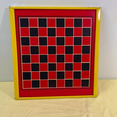 COOL Chinese Checker Card Board  with Metal Frame, VINTAGE, Has marbles and Checkers 