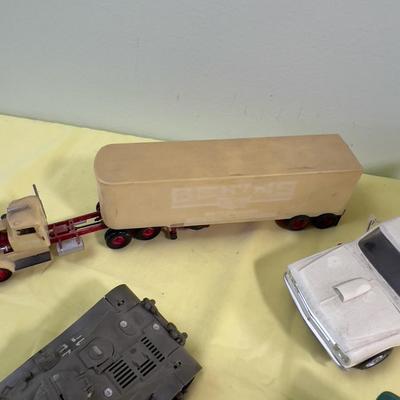 Pile of Built Plastic; Trucks, Trolley and Tanks. 
