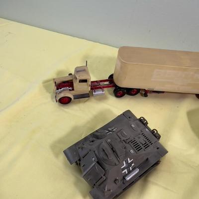 Pile of Built Plastic; Trucks, Trolley and Tanks. 