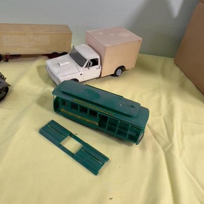 Pile of Built Plastic; Trucks, Trolley and Tanks. 