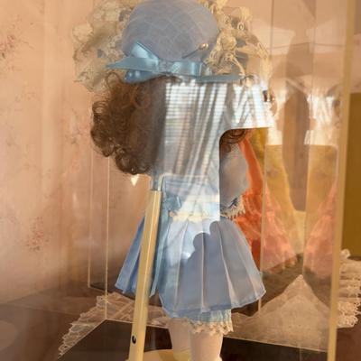 Blue Dress Porcelain Doll in a case