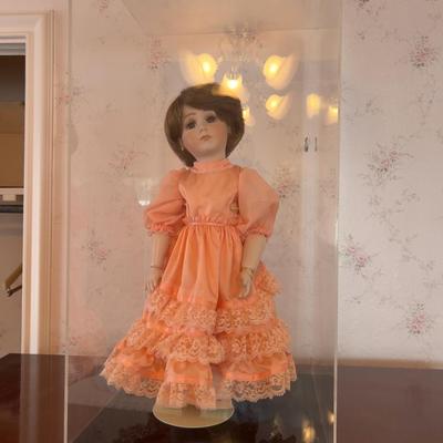 Peach Dress Porcelain Doll 