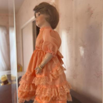 Peach Dress Porcelain Doll 